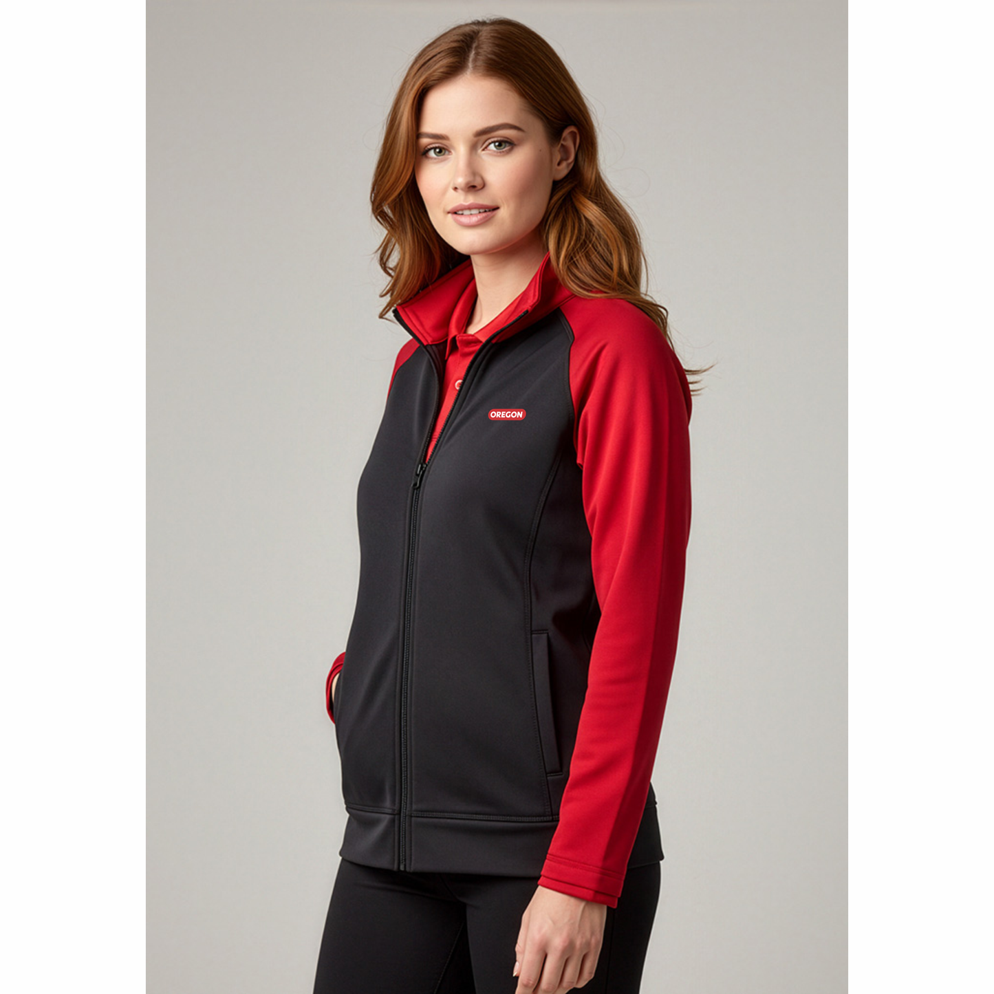 Ladies Two Tone Performance Full Zip Sweater