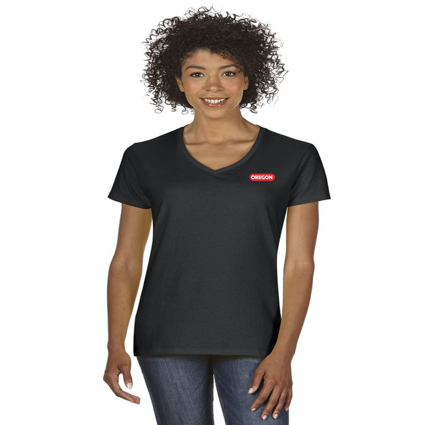 Ladies Cotton Relaxed Fit V-Neck T-Shirt