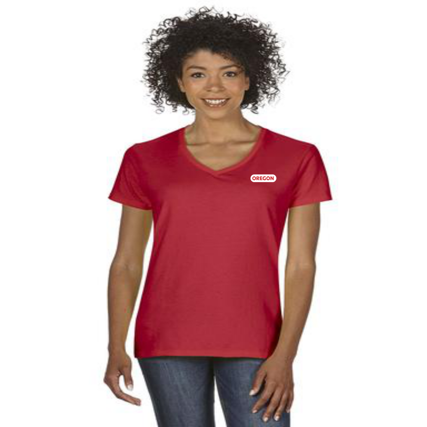 Ladies Cotton Relaxed Fit V-Neck T-Shirt